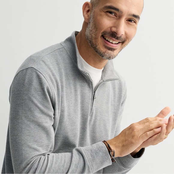 NWT Sonoma Men’s Essential Pique Quarter-Zip Heather Gray Size L - Picture 13 of 13